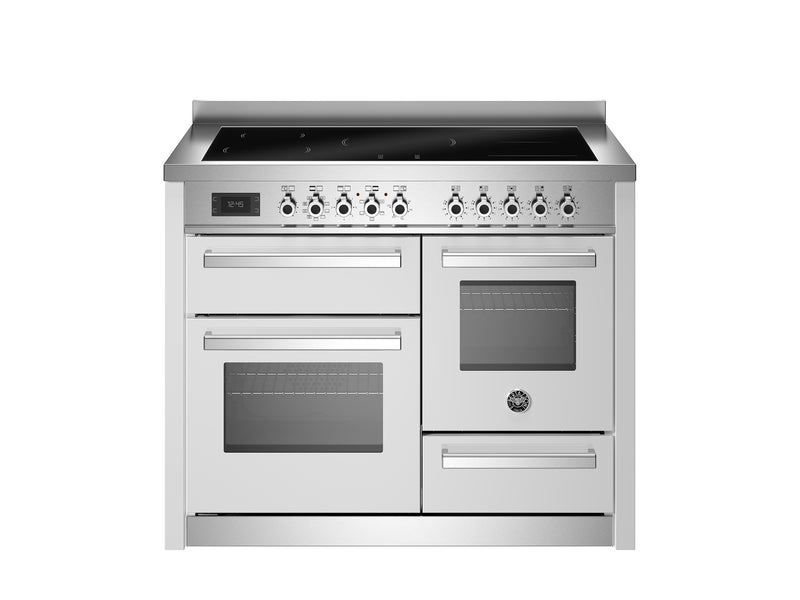 Bertazzoni Professional PRO115I3EBIT2 110cm Induction Range Cooker - Bianco & Stainless Steel Trim
