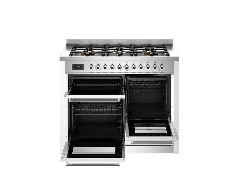 Bertazzoni Professional PRO116L3EBIT2 110cm Dual Fuel Range Cooker - Bianco & Stainless Steel Trim