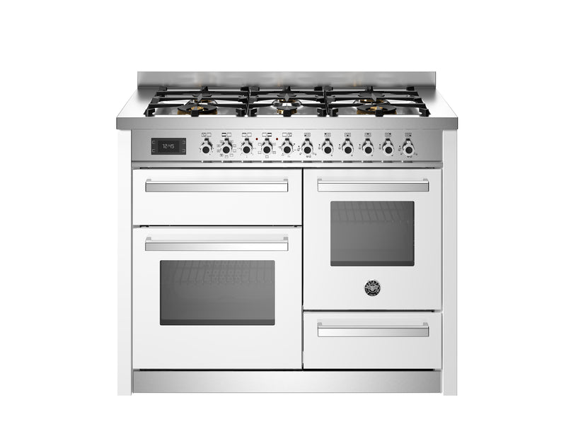 Bertazzoni Professional PRO116L3EBIT2 110cm Dual Fuel Range Cooker - Bianco & Stainless Steel Trim