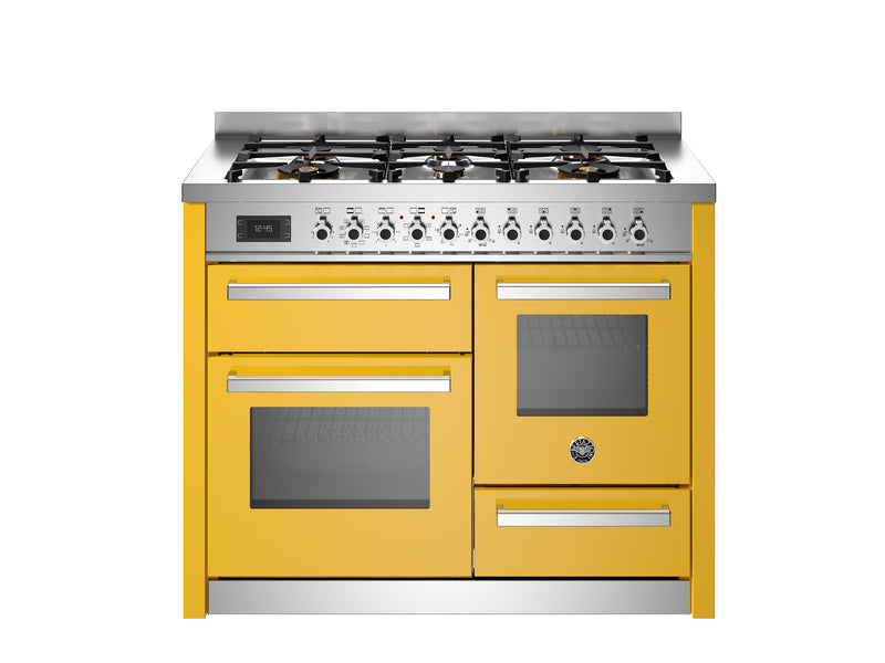 Bertazzoni Professional PRO116L3EGIT2 110cm Dual Fuel Range Cooker - Giallo & Stainless Steel Trim