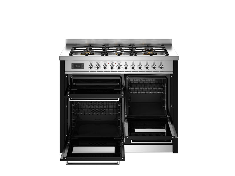 Bertazzoni Professional PRO116L3ENET2 110cm Dual Fuel Range Cooker - Nero & Stainless Steel Trim