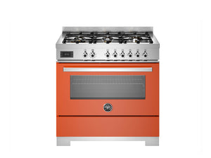 Bertazzoni Professional PRO96L1EART2 90cm Dual Fuel Range Cooker - Arancio & Stainless Steel