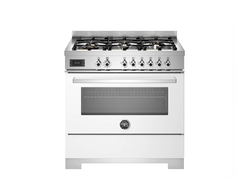 Bertazzoni Professional PRO96L1EBIT2 90cm Dual Fuel Range Cooker - Bianco & Stainless Steel