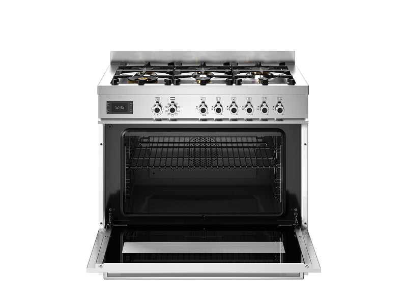 Bertazzoni Professional PRO96L1EBIT2 90cm Dual Fuel Range Cooker - Bianco & Stainless Steel
