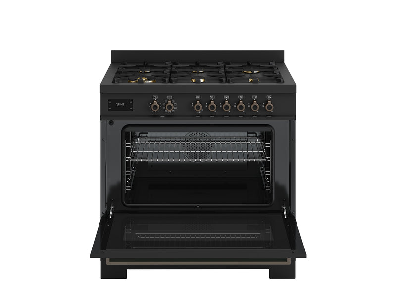 Bertazzoni Professional PRO96L1ECAT2 90cm Dual Fuel Range Cooker - Carbonio & Dark Steel
