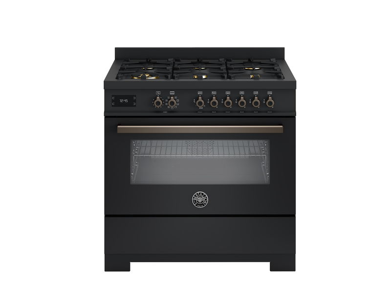 Bertazzoni Professional PRO96L1ECAT2 90cm Dual Fuel Range Cooker - Carbonio & Dark Steel