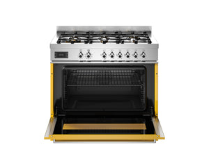 Bertazzoni Professional PRO96L1EGIT2 90cm Dual Fuel Range Cooker - Giallo & Stainless Steel