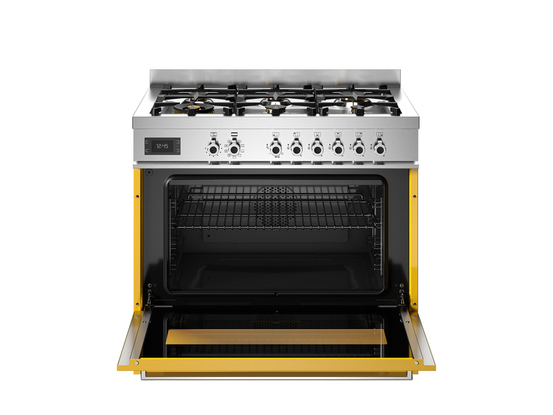 Bertazzoni Professional PRO96L1EGIT2 90cm Dual Fuel Range Cooker - Giallo & Stainless Steel
