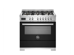 Bertazzoni Professional PRO96L1ENET2 90cm Dual Fuel Range Cooker - Nero & Stainless Steel