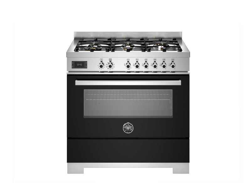 Bertazzoni Professional PRO96L1ENET2 90cm Dual Fuel Range Cooker - Nero & Stainless Steel