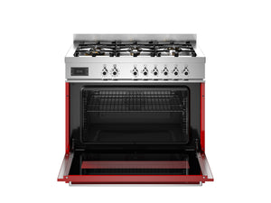 Bertazzoni Professional PRO96L1EROT2 90cm Dual Fuel Range Cooker - Rosso & Stainless Steel