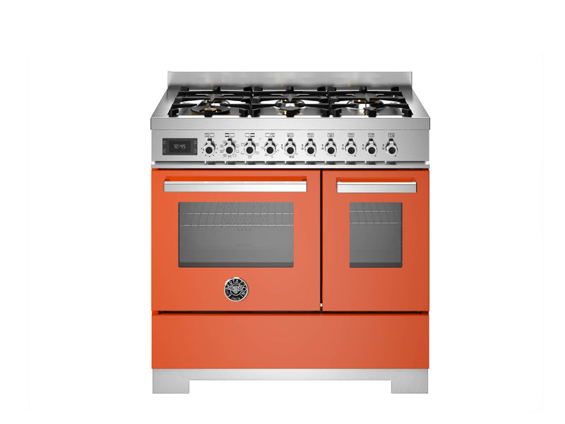Bertazzoni Professional PRO96L2EART2 90cm Dual Fuel Range Cooker - Arancio & Stainless Steel