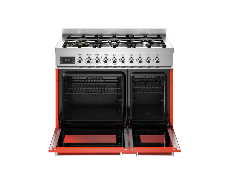 Bertazzoni Professional PRO96L2EART2 90cm Dual Fuel Range Cooker - Arancio & Stainless Steel