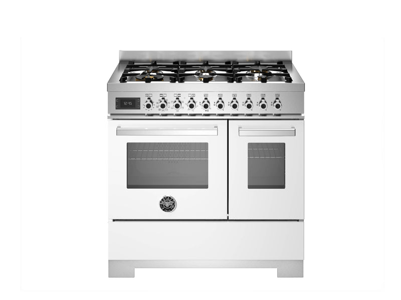 Bertazzoni Professional PRO96L2EBIT2 90cm Dual Fuel Range Cooker - Bianco & Stainless Steel