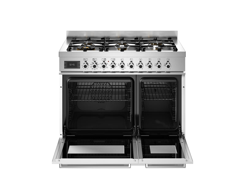 Bertazzoni Professional PRO96L2EBIT2 90cm Dual Fuel Range Cooker - Bianco & Stainless Steel