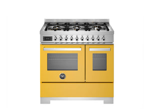 Bertazzoni Professional PRO96L2EGIT2 90cm Dual Fuel Range Cooker - Giallo & Stainless Steel