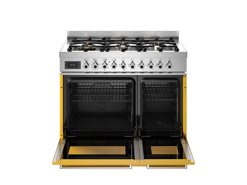 Bertazzoni Professional PRO96L2EGIT2 90cm Dual Fuel Range Cooker - Giallo & Stainless Steel