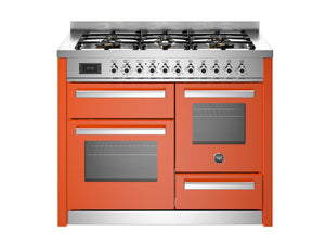 Bertazzoni Professional PRO116L3EART2 110cm Dual Fuel Range Cooker - Arancio & Stainless Steel Trim