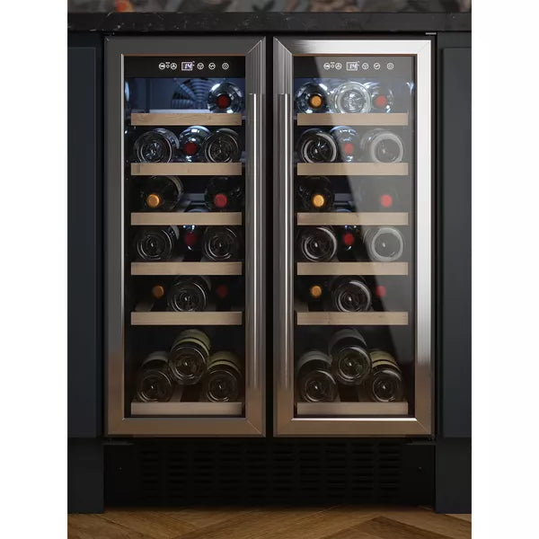 Bourne DBUBSSWC60DDF 36 Bottle Freestanding Double Door Wine Cooler – Dual Zone, 5–22°C – Stainless Steel (G Rated)