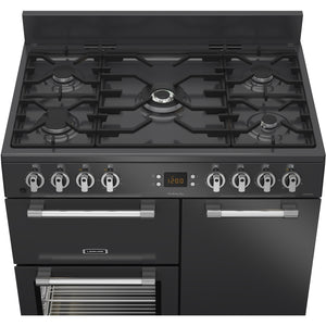 Anthracite grey 90cm dual fuel range cooker with six burners and double oven, Free Delivery to Eastbourne and Uckfield. - DB Domestics
