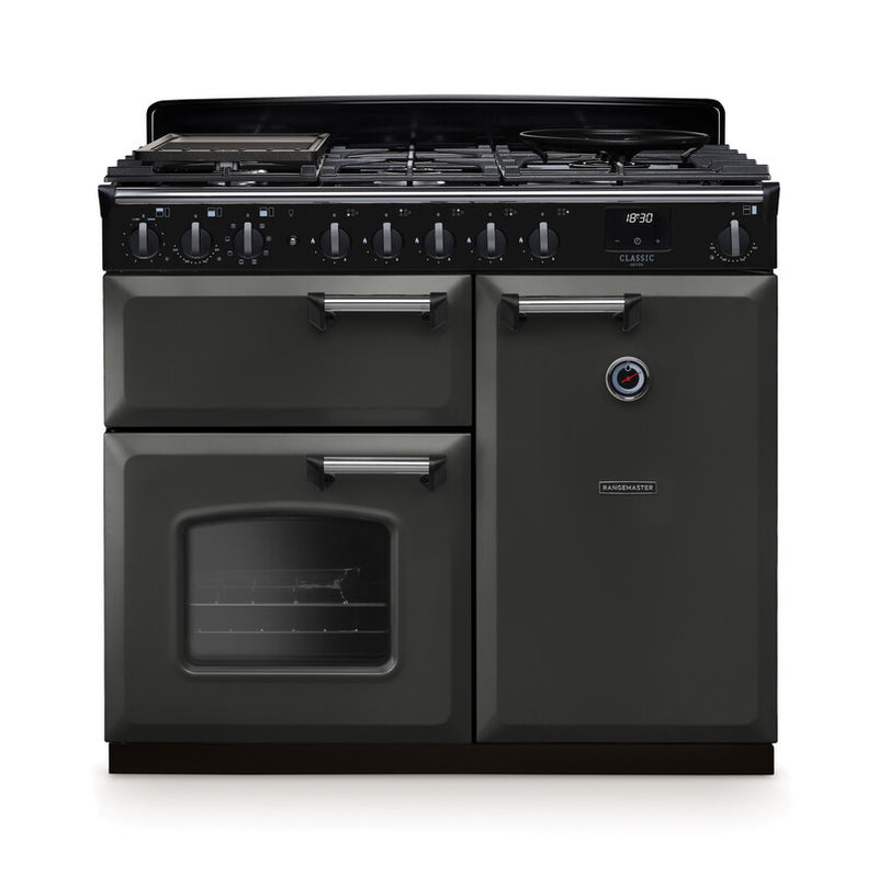 Rangemaster Classic Deluxe CLDL100DFPSLT/CM1 100cm Dual Fuel Slate/Chrome