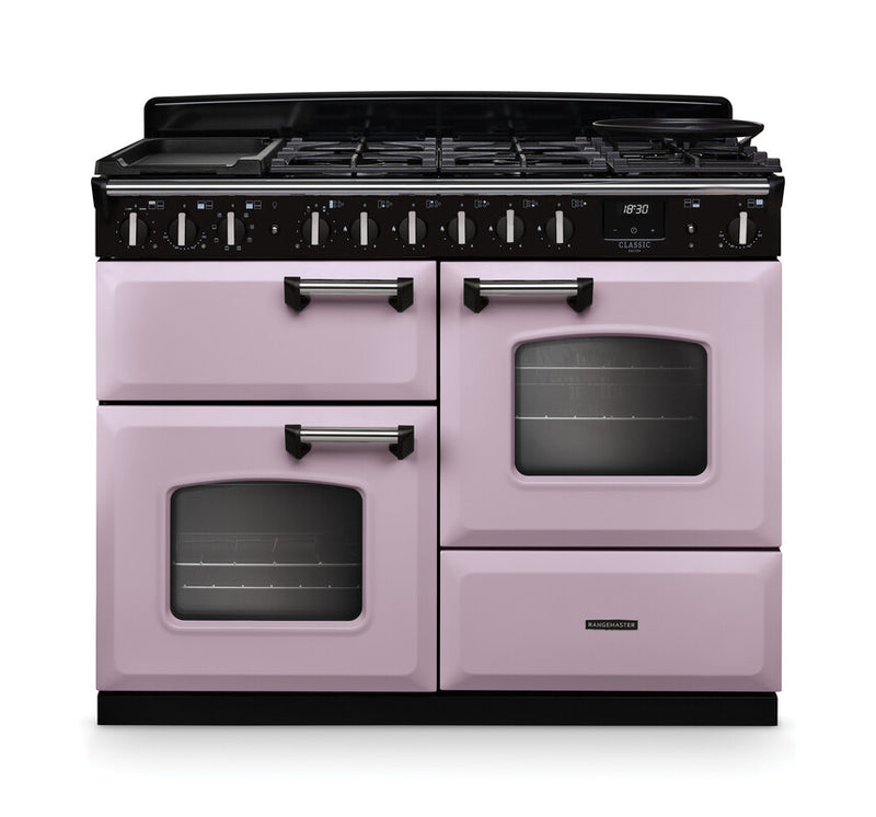 Rangemaster Classic Deluxe CLDLO110DFPHTH/CM1 110cm Dual Fuel Range Cooker Heather/Chrome