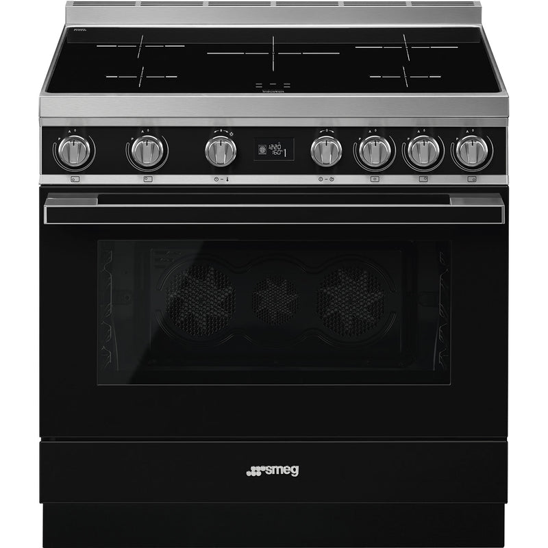 Smeg Portofino CPF9IPBL Black 90cm Induction Range Cooker
