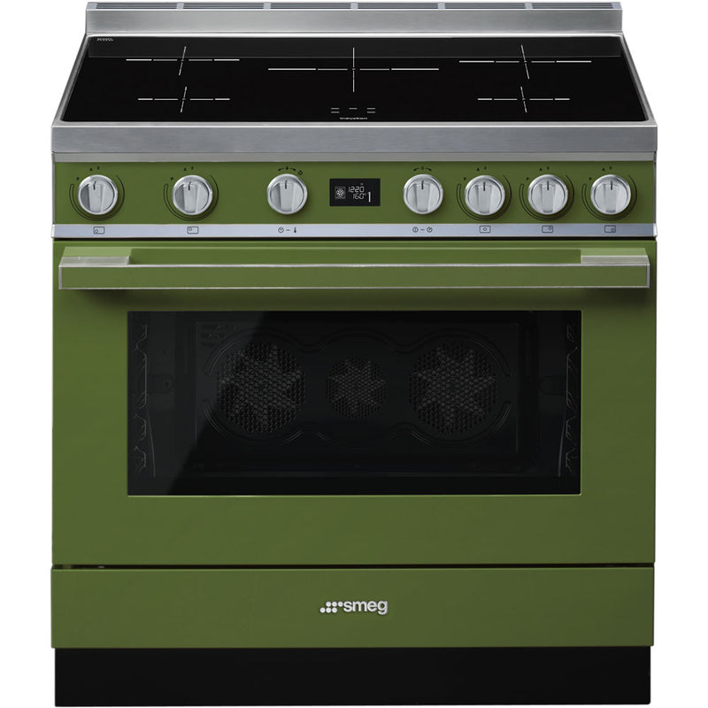 Smeg Portofino CPF9IPOG Olive Green 90cm Induction Range Cooker