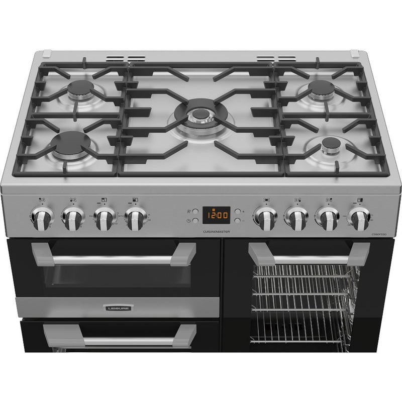 Stainless steel 90cm dual fuel range cooker with five burners, two ovens, digital display, free delivery Eastbourne Uckfield. - DB Domestics