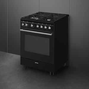 Smeg Concert Classic 60cm Single Cavity Dual Fuel Range-Style Cooker CX61GMBL Black