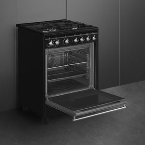 Smeg Concert Classic 60cm Single Cavity Dual Fuel Range-Style Cooker CX61GMBL Black