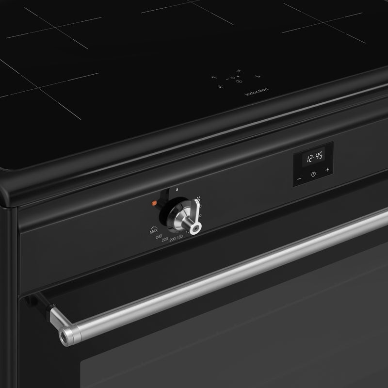 Smeg Concert Classic 90 cm Full Electric Range Cooker with Induction Hob CX91IMBL  Black