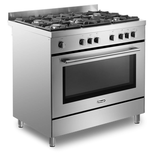 DeLonghi Modern 90cm Single Cavity Gas Range Cooker DSR916GS Stainless Steel