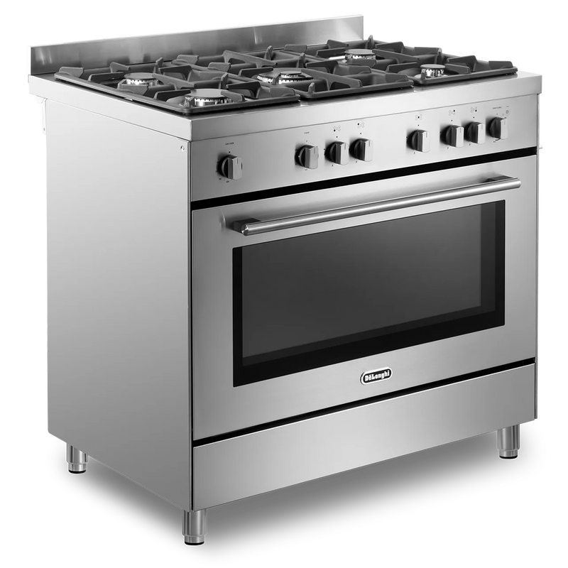 DeLonghi Modern 90cm Single Cavity Gas Range Cooker DSR916GS Stainless Steel