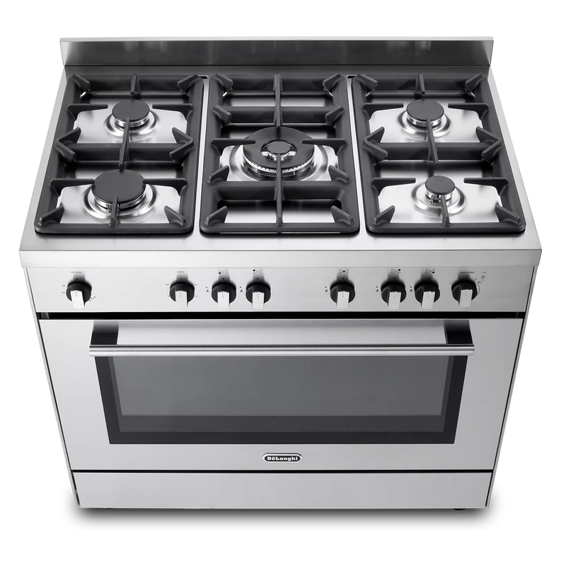 DeLonghi Modern 90cm Single Cavity Gas Range Cooker DSR916GS Stainless Steel