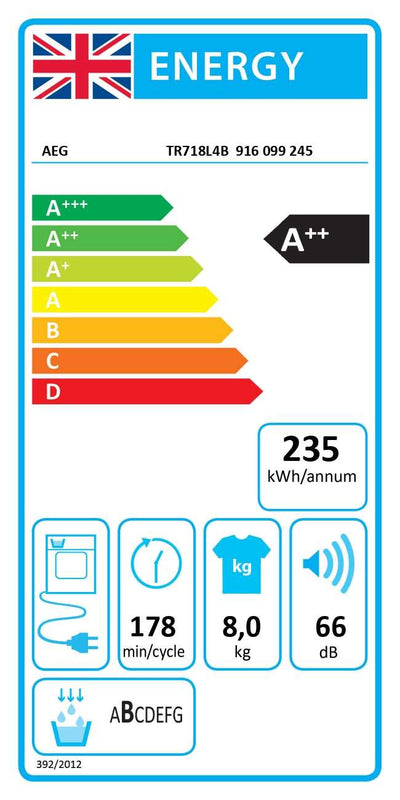 AEG TR718L4B Heat Pump Tumble Dryer - DB Domestic Appliances