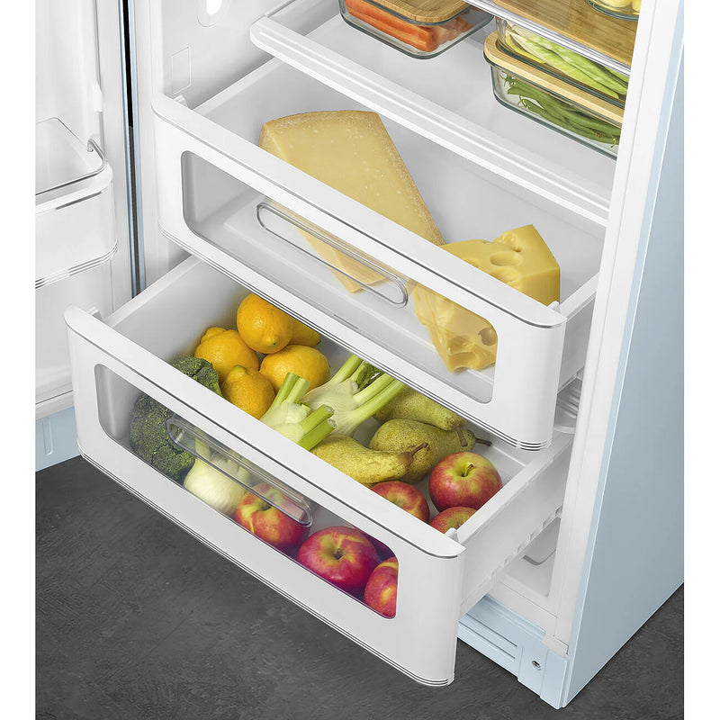 Smeg FAB28LPB6UK 50's Style Left Hand Hinge Retro Tall Fridge with Ice Box