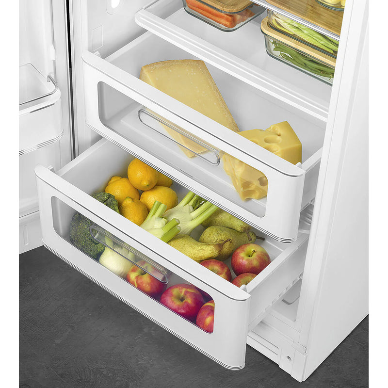 Smeg FAB28LWH6UK 50's Style Left Hand Hinge Retro Tall Fridge with Ice Box