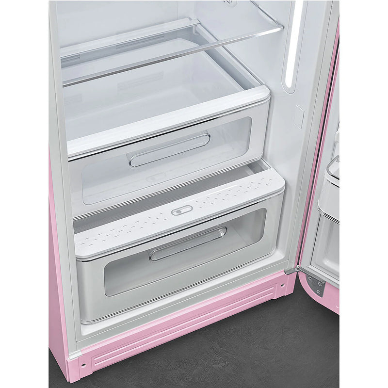 Smeg FAB28RPK6 50's Style Right Hand Hinge Retro Tall Fridge with Ice Box
