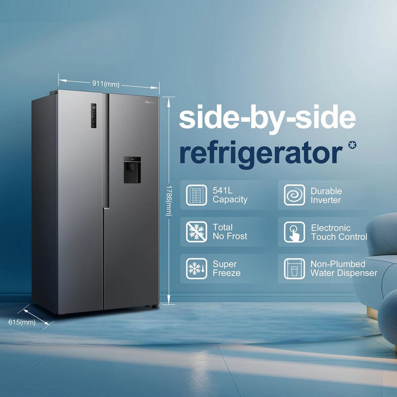 Fridgemaster MS91558DES Non Plumbed American Fridge Freezer