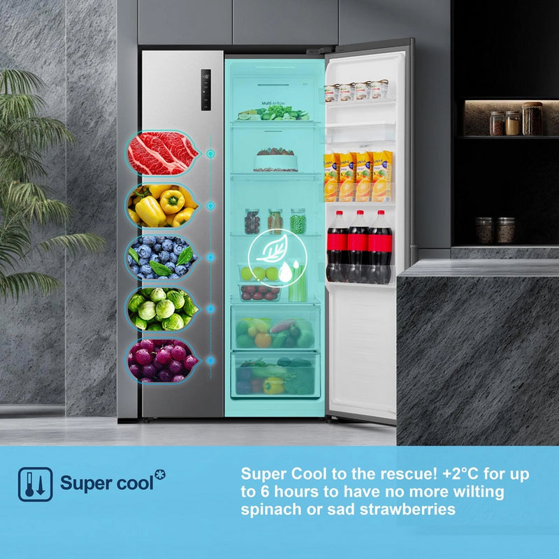 Fridgemaster MS91558DES Non Plumbed American Fridge Freezer