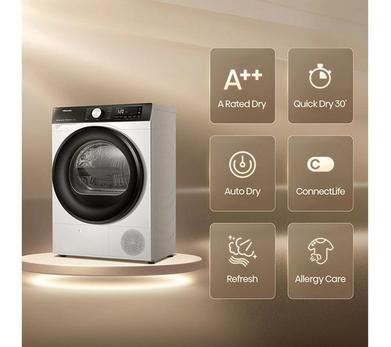 Hisense DH3S802BW3 8kg Heat Pump Tumble Dryer