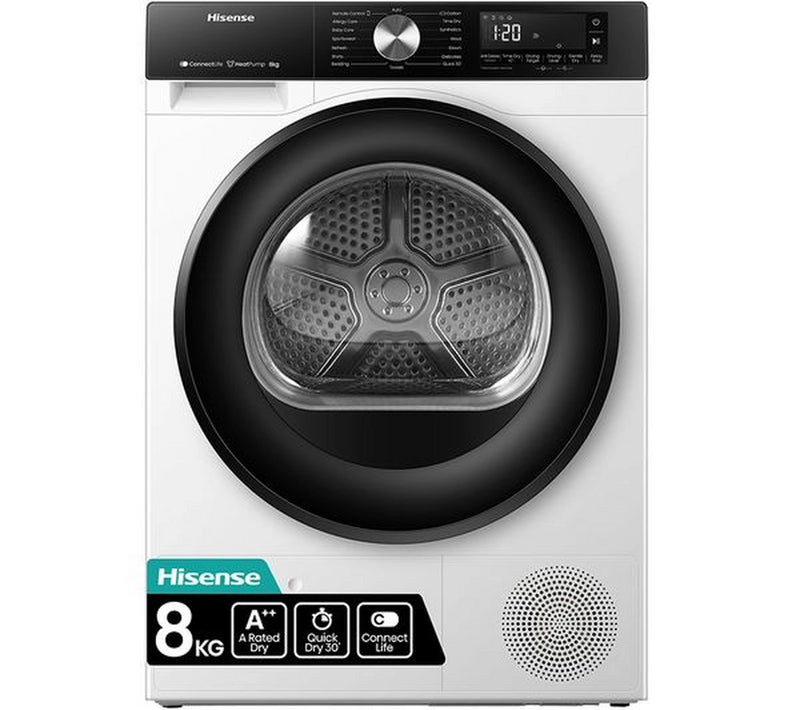 Hisense DH3S802BW3 8kg Heat Pump Tumble Dryer
