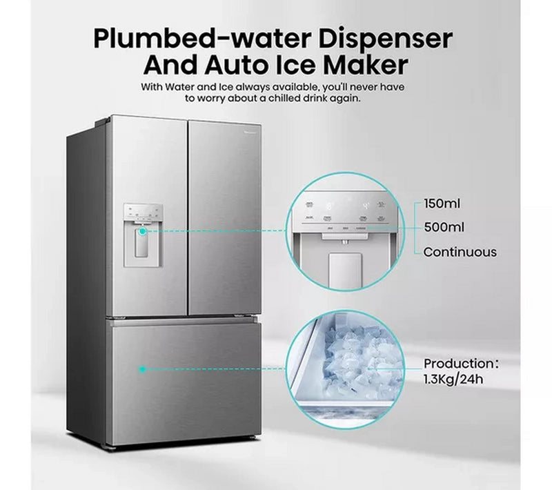 Hisense RF815N4SESE Plumbed Silver American Fridge Freezer