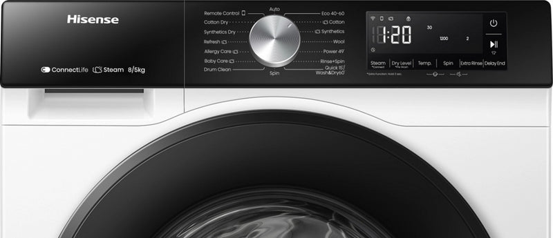 Hisense WD3S8043BW3 WiFi-enabled 8kg/5kg 1400 Spin Washer Dryer