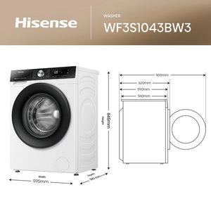 Hisense WF3S1043BW3 10.5kg 1400 Spin Washing Machine