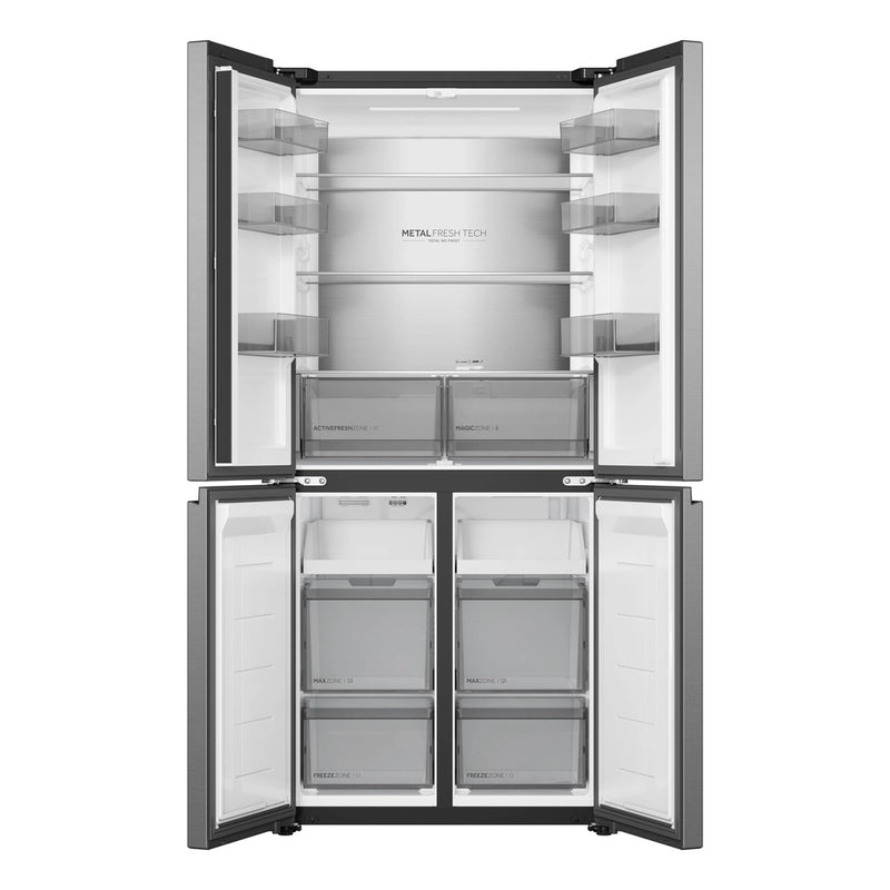 Haier HCR58S18DNMM 4 Door American Fridge Freezer - Total No Frost - Platinum Inox