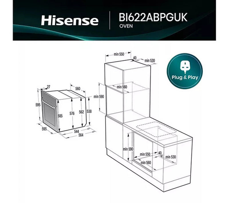 Hisense BI622ABPGUK Built In Electric Single Oven - Black