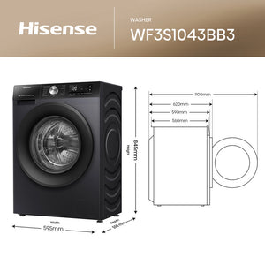 Hisense WF3S1043BB3 10.5kg 1400rpm Freestanding Washing Machine - Black
