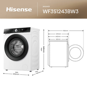 Hisense WF3S1243BW3 12kg 1400rpm Washing Machine - White